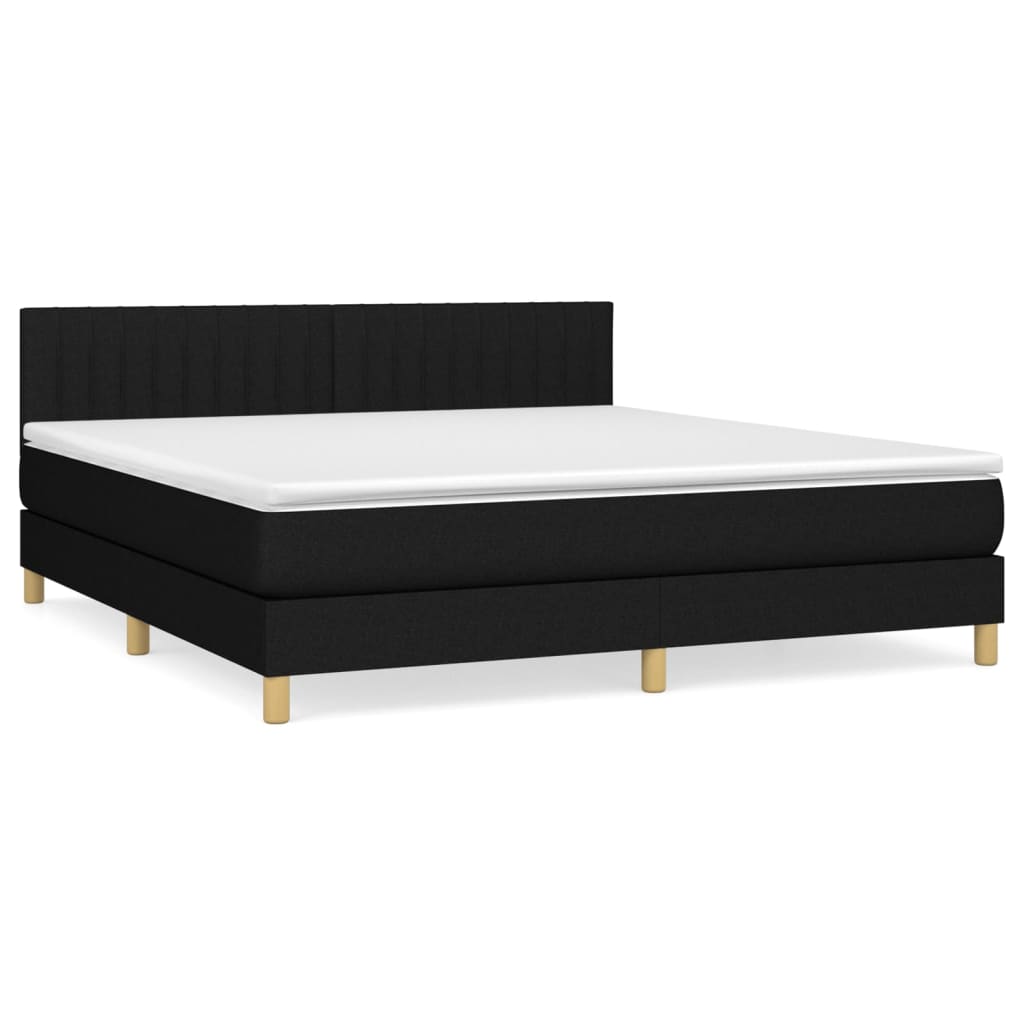 vidaXL Κρεβάτι Boxspring με Στρώμα Μαύρο 160x200 εκ. Υφασμάτινο