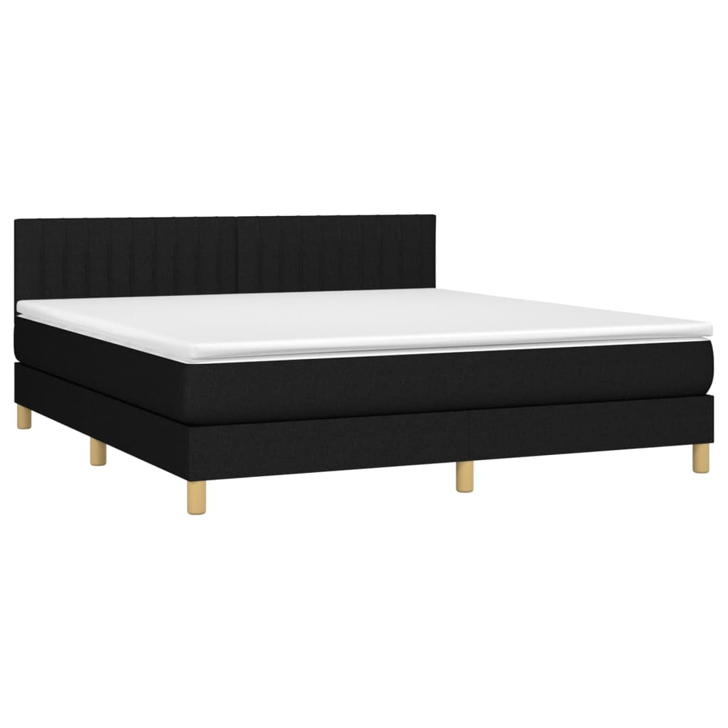 vidaXL Κρεβάτι Boxspring με Στρώμα Μαύρο 160x200 εκ. Υφασμάτινο