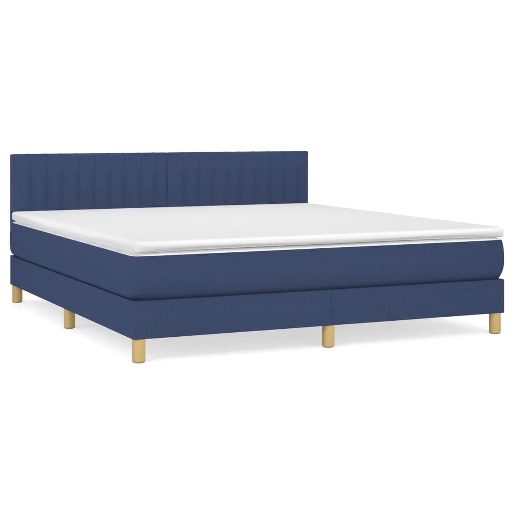 vidaXL Κρεβάτι Boxspring με Στρώμα Μπλε 180x200 εκ. Υφασμάτινο