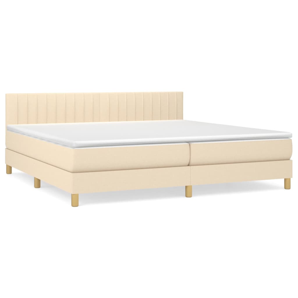 vidaXL Κρεβάτι Boxspring με Στρώμα Κρεμ 200x200 εκ. Υφασμάτινο