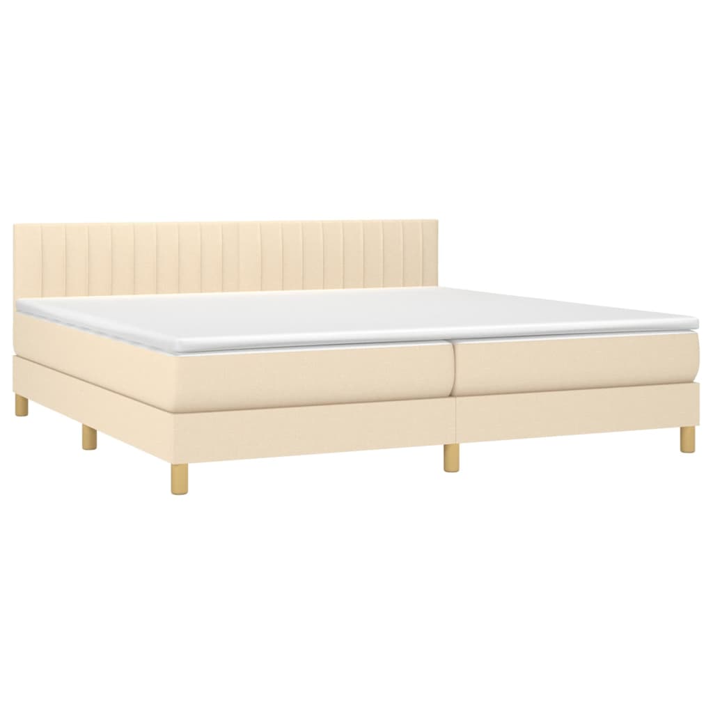 vidaXL Κρεβάτι Boxspring με Στρώμα Κρεμ 200x200 εκ. Υφασμάτινο