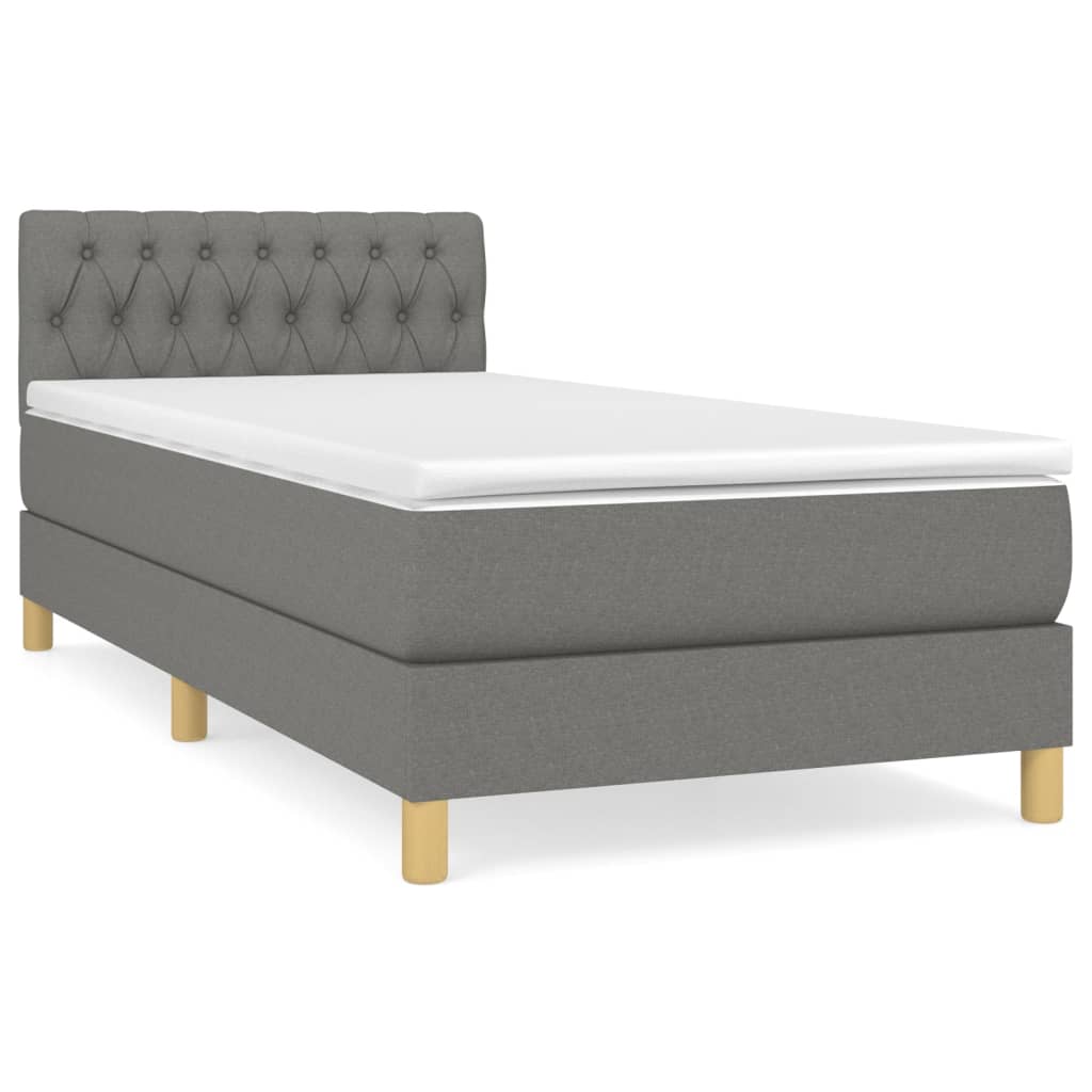 vidaXL Κρεβάτι Boxspring με Στρώμα Σκούρο Γκρι 80x200 εκ. Υφασμάτινο