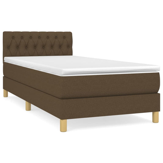 vidaXL Κρεβάτι Boxspring με Στρώμα Σκούρο Καφέ 80x200 εκ. Υφασμάτινο
