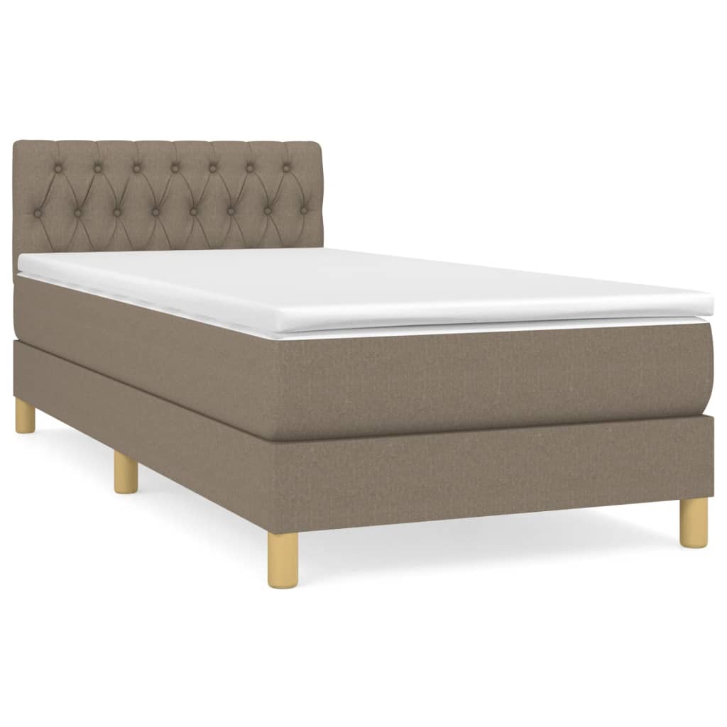 vidaXL Κρεβάτι Boxspring με Στρώμα Taupe 90x190 εκ.Υφασμάτινο