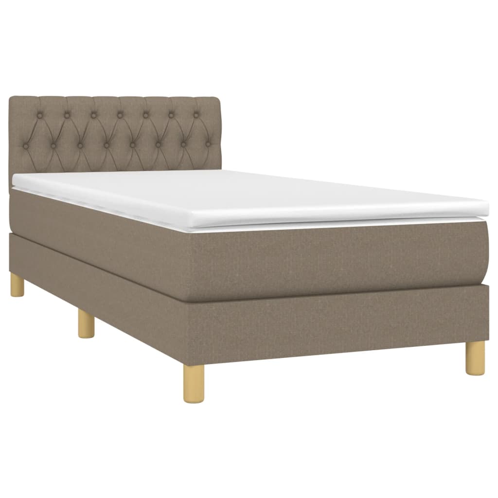 vidaXL Κρεβάτι Boxspring με Στρώμα Taupe 90x190 εκ.Υφασμάτινο