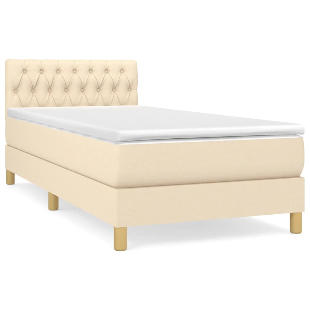 vidaXL Κρεβάτι Boxspring με Στρώμα Κρεμ 90x190 εκ.Υφασμάτινο