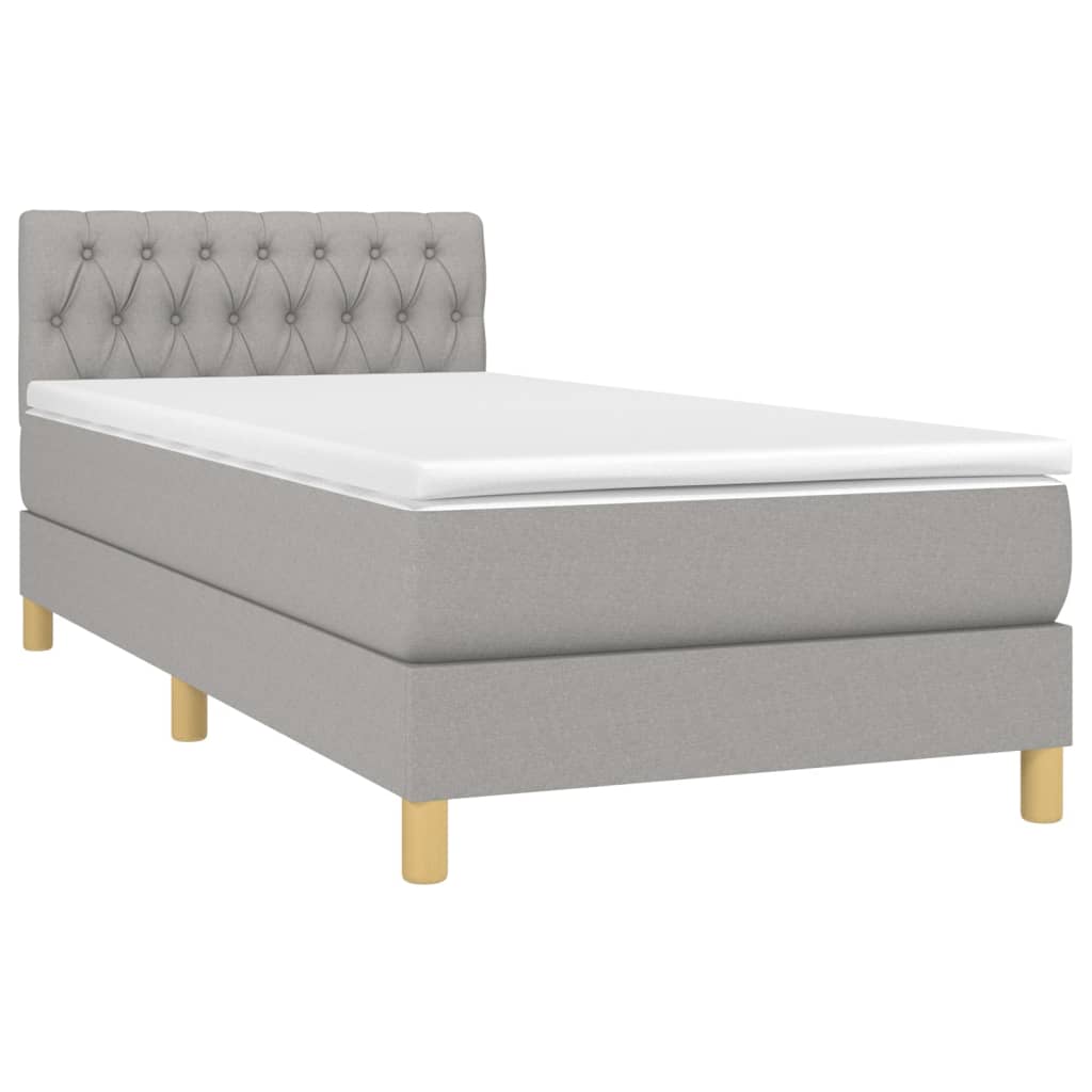 vidaXL Κρεβάτι Boxspring με Στρώμα Ανοιχτό Γκρι 100x200 εκ. Υφασμάτινο