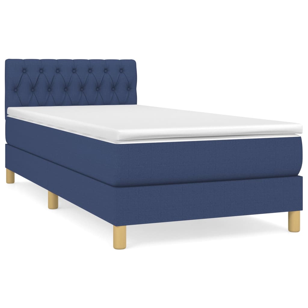vidaXL Κρεβάτι Boxspring με Στρώμα Μπλε 100 x 200 εκ. Υφασμάτινο