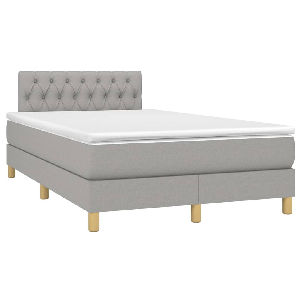 vidaXL Κρεβάτι Boxspring με Στρώμα Ανοιχτό Γκρι 120x200 εκ. Υφασμάτινο