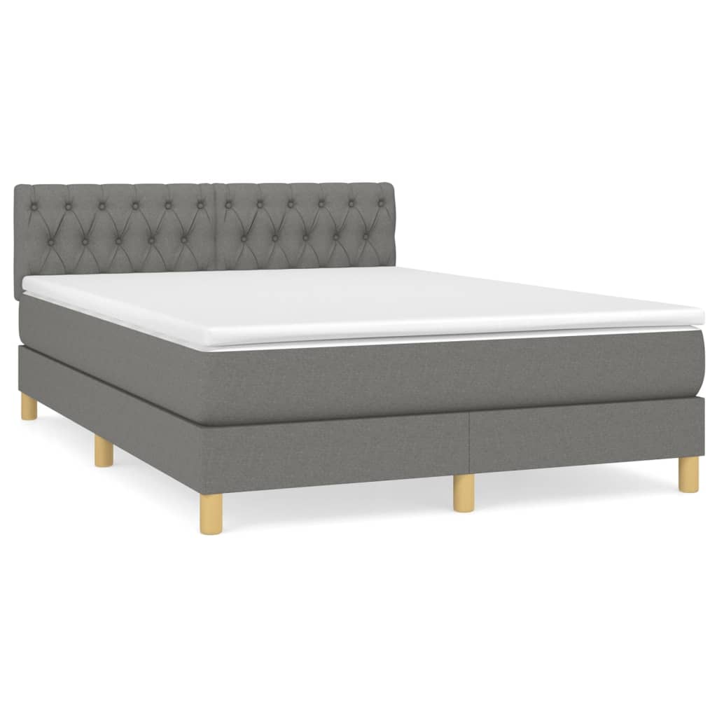 vidaXL Κρεβάτι Boxspring με Στρώμα Σκούρο Γκρι 140x190 εκ. Υφασμάτινο