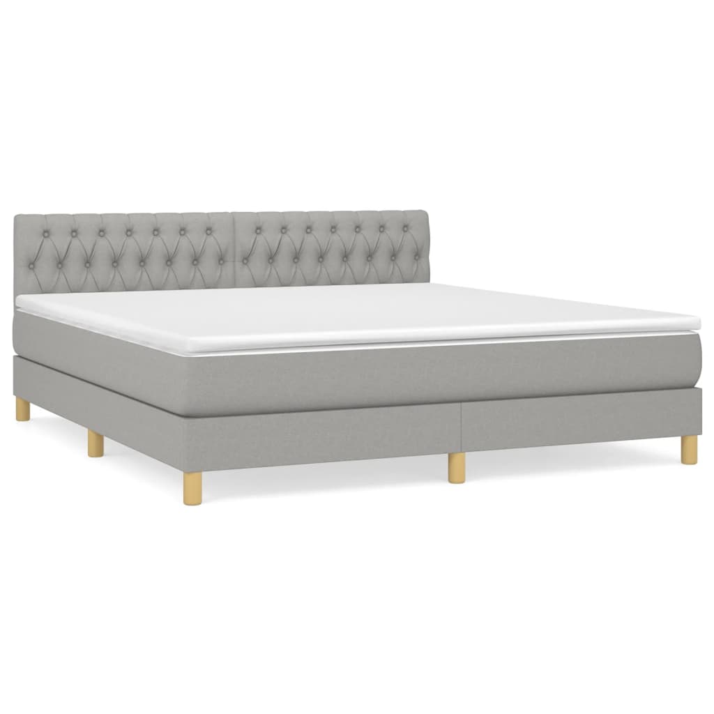vidaXL Κρεβάτι Boxspring με Στρώμα Ανοιχτό Γκρι 180x200 εκ. Υφασμάτινο