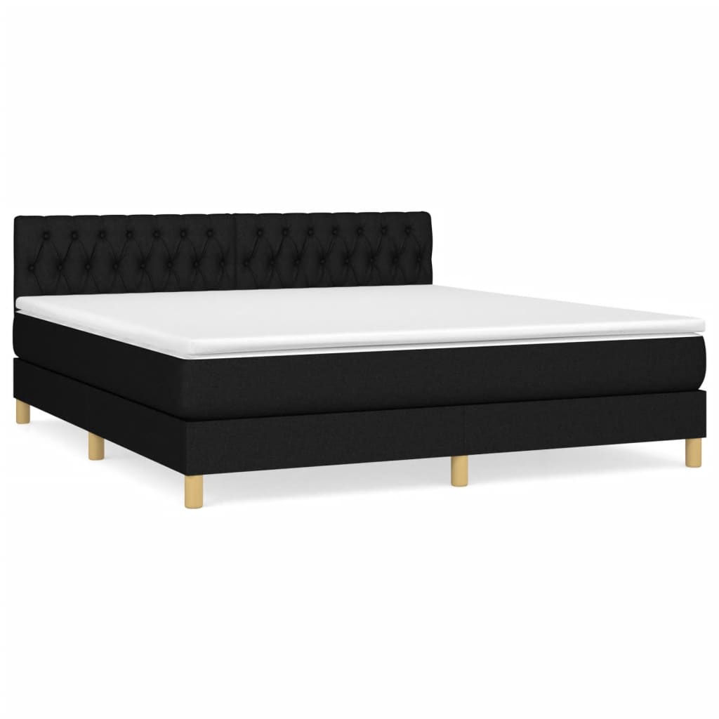 vidaXL Κρεβάτι Boxspring με Στρώμα Μαύρο 180x200 εκ. Υφασμάτινο
