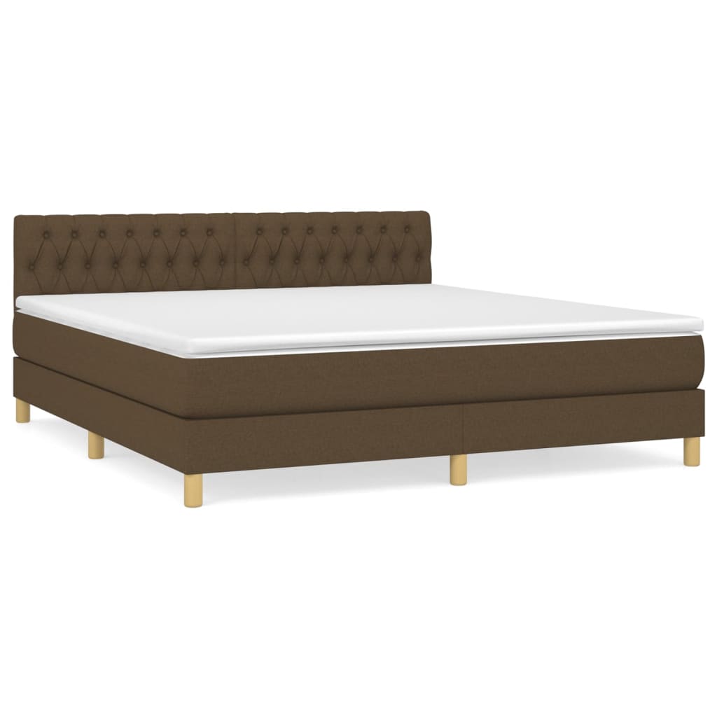 vidaXL Κρεβάτι Boxspring με Στρώμα Σκούρο Καφέ 180x200 εκ Υφασμάτινο
