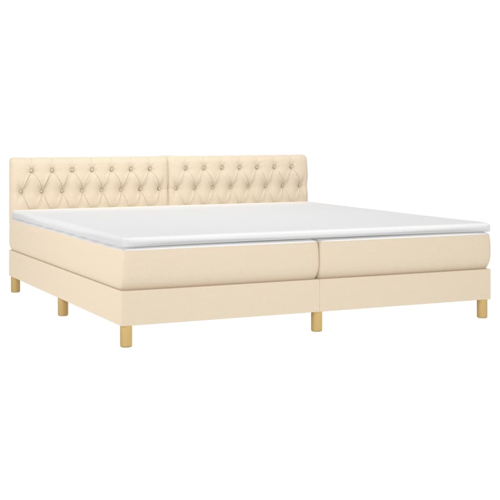 vidaXL Κρεβάτι Boxspring με Στρώμα Κρεμ 200x200 εκ. Υφασμάτινο