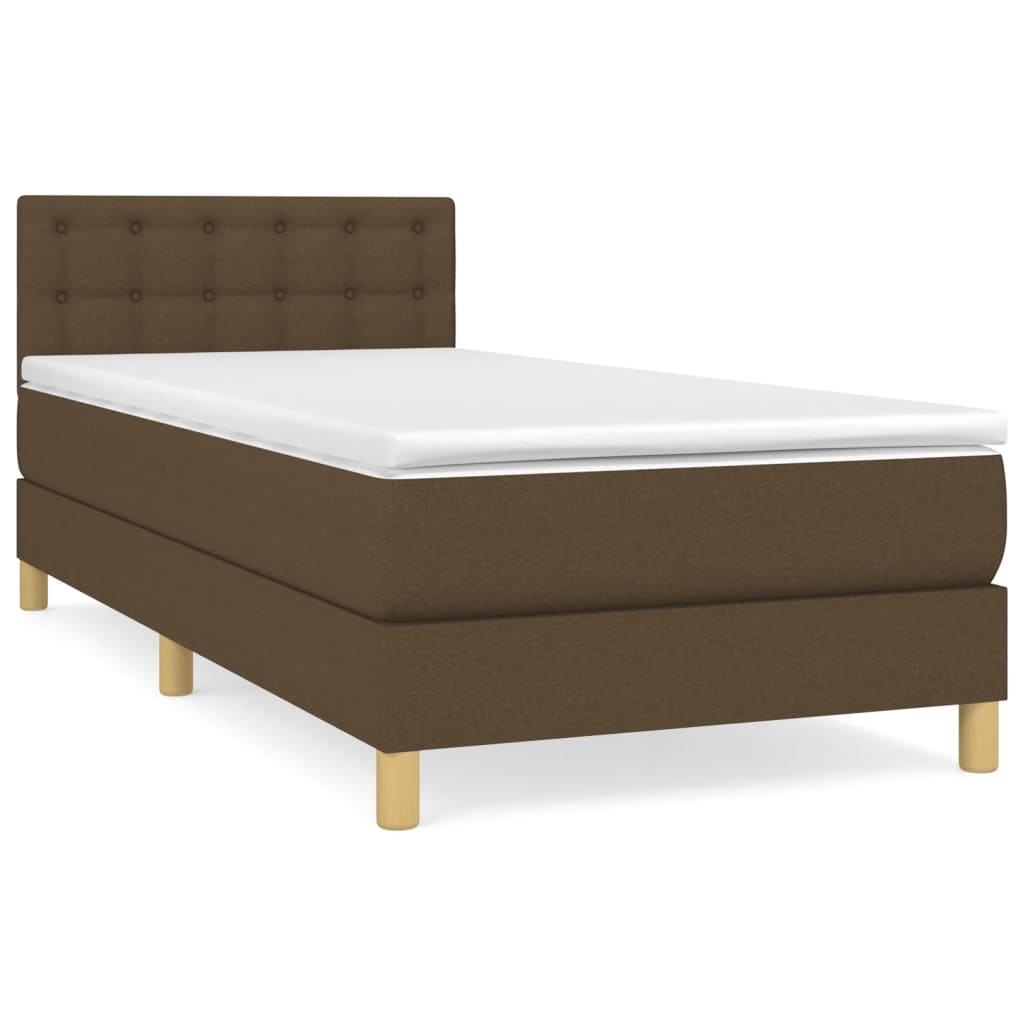 vidaXL Κρεβάτι Boxspring με Στρώμα Σκούρο Καφέ 80x200 εκ. Υφασμάτινο