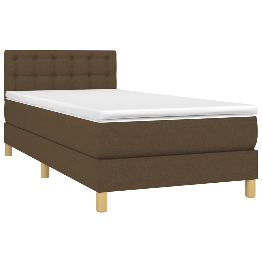 vidaXL Κρεβάτι Boxspring με Στρώμα Σκούρο Καφέ 80x200 εκ. Υφασμάτινο