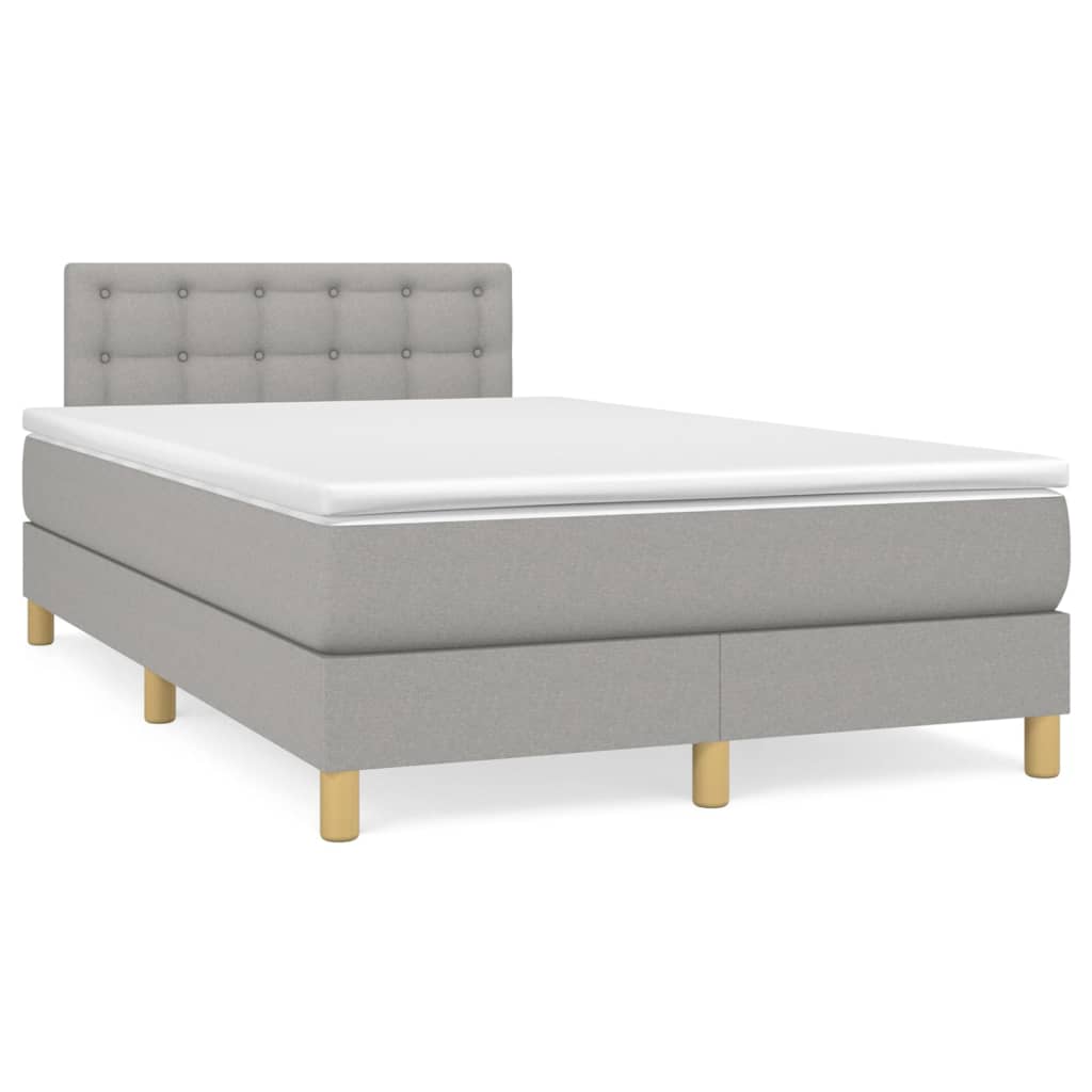 vidaXL Κρεβάτι Boxspring με Στρώμα Ανοιχτό Γκρι 120x200 εκ. Υφασμάτινο