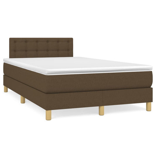 vidaXL Κρεβάτι Boxspring με Στρώμα Σκούρο Καφέ 120x200 εκ. Υφασμάτινο