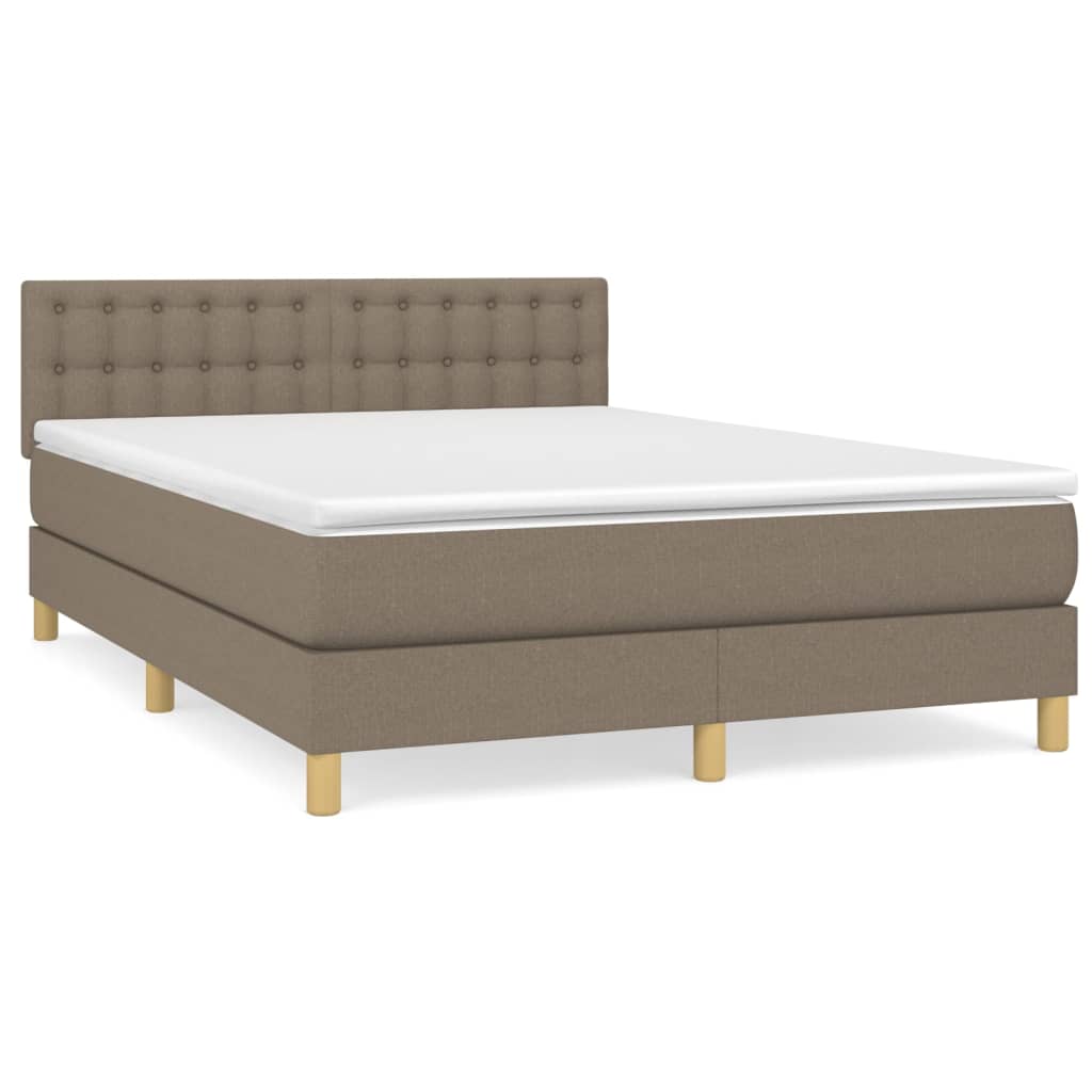 vidaXL Κρεβάτι Boxspring με Στρώμα Taupe 140x190 εκ. Υφασμάτινο