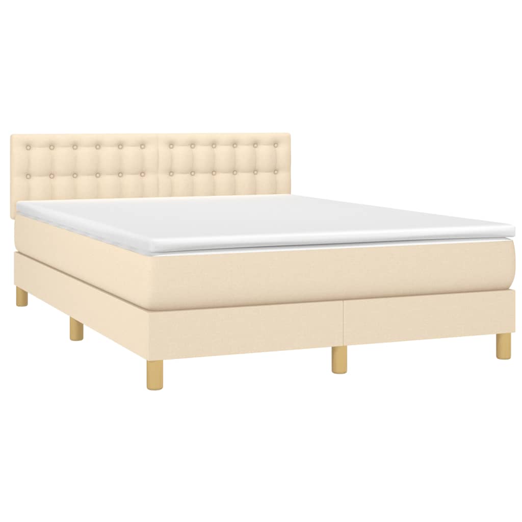vidaXL Κρεβάτι Boxspring με Στρώμα Κρεμ 140x200 εκ. Υφασμάτινο