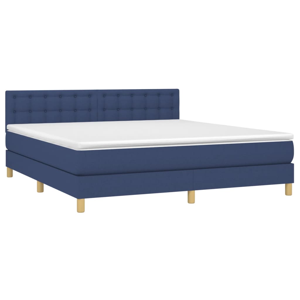 vidaXL Κρεβάτι Boxspring με Στρώμα Μπλε 180x200 εκ. Υφασμάτινο