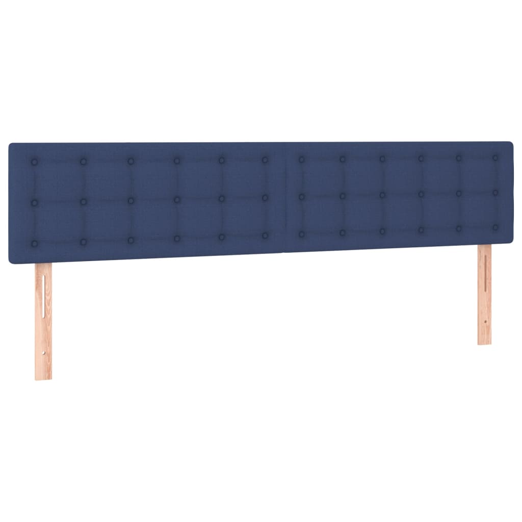 vidaXL Κρεβάτι Boxspring με Στρώμα Μπλε 200x200 εκ. Υφασμάτινο