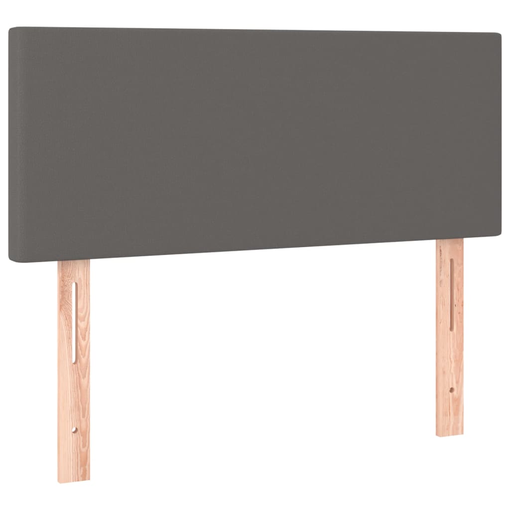 vidaXL Κρεβάτι Boxspring με Στρώμα Γκρι 90x200 εκ. από Συνθετικό Δέρμα