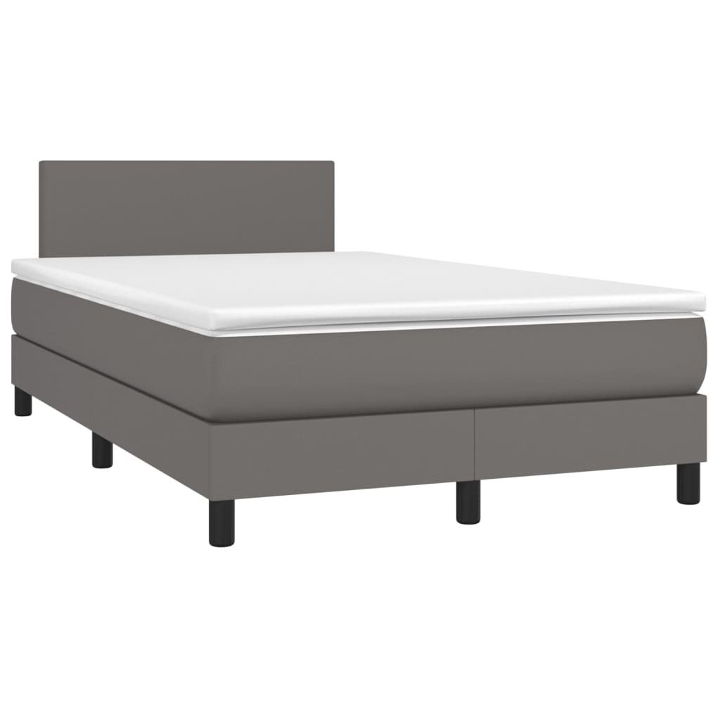vidaXL Κρεβάτι Boxspring με Στρώμα Γκρι 120x200εκ. από Συνθετικό Δέρμα