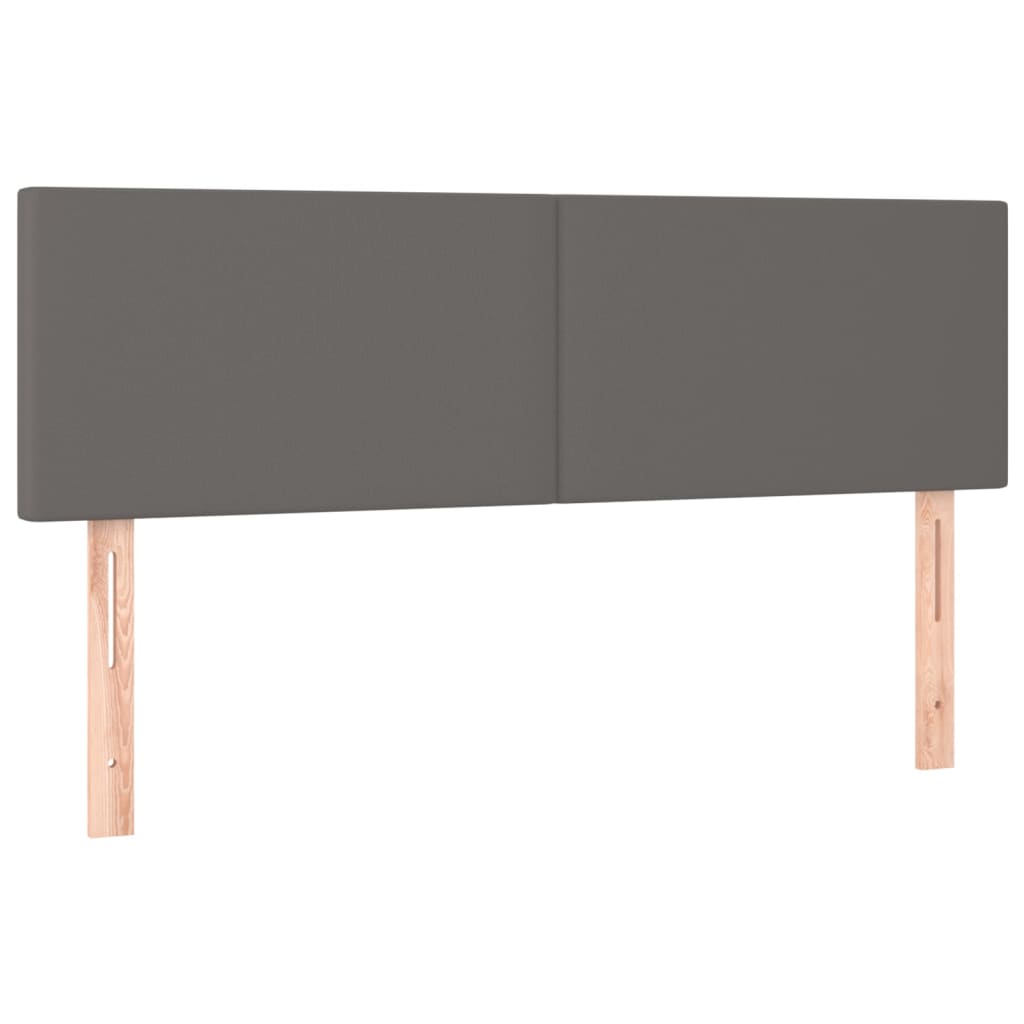 vidaXL Κρεβάτι Boxspring με Στρώμα Γκρι 140x200εκ. από Συνθετικό Δέρμα