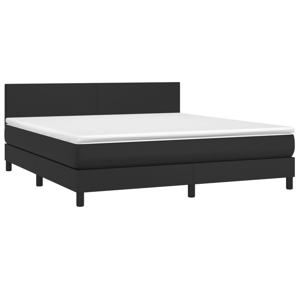 vidaXL Κρεβάτι Boxspring με Στρώμα Μαύρο 160x200εκ.από Συνθετικό Δέρμα