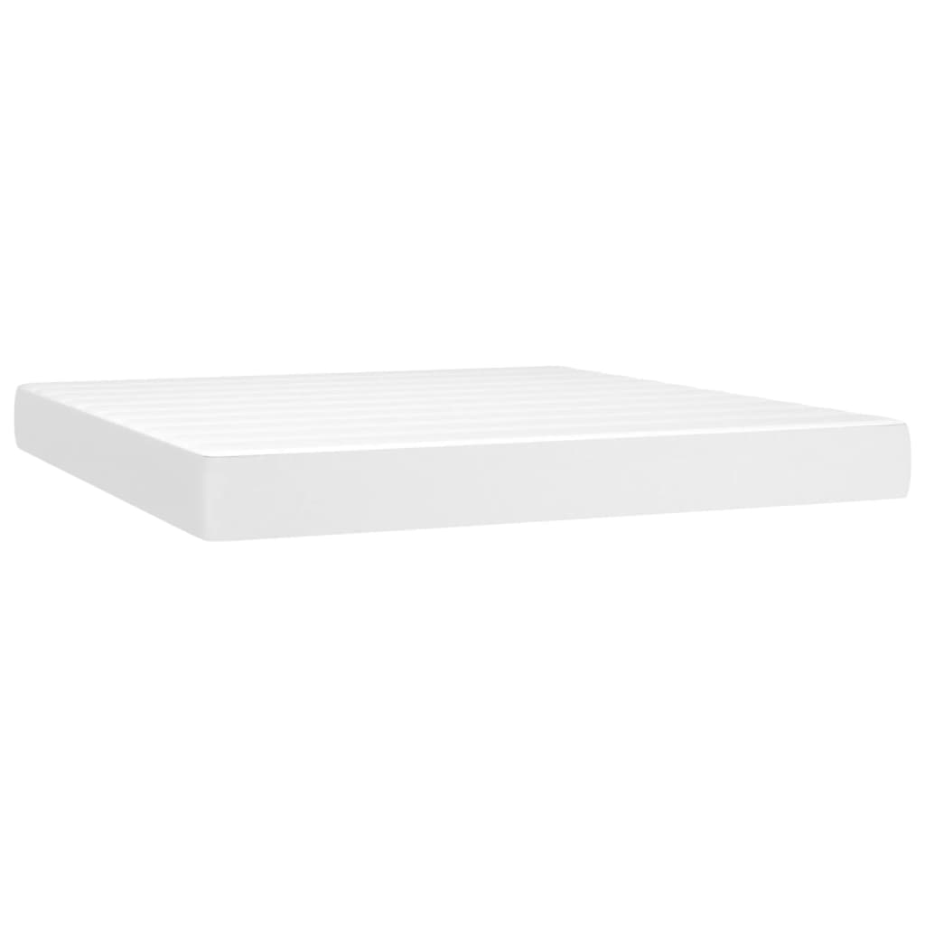 vidaXL Κρεβάτι Boxspring με Στρώμα Λευκό 160x200εκ.από Συνθετικό Δέρμα