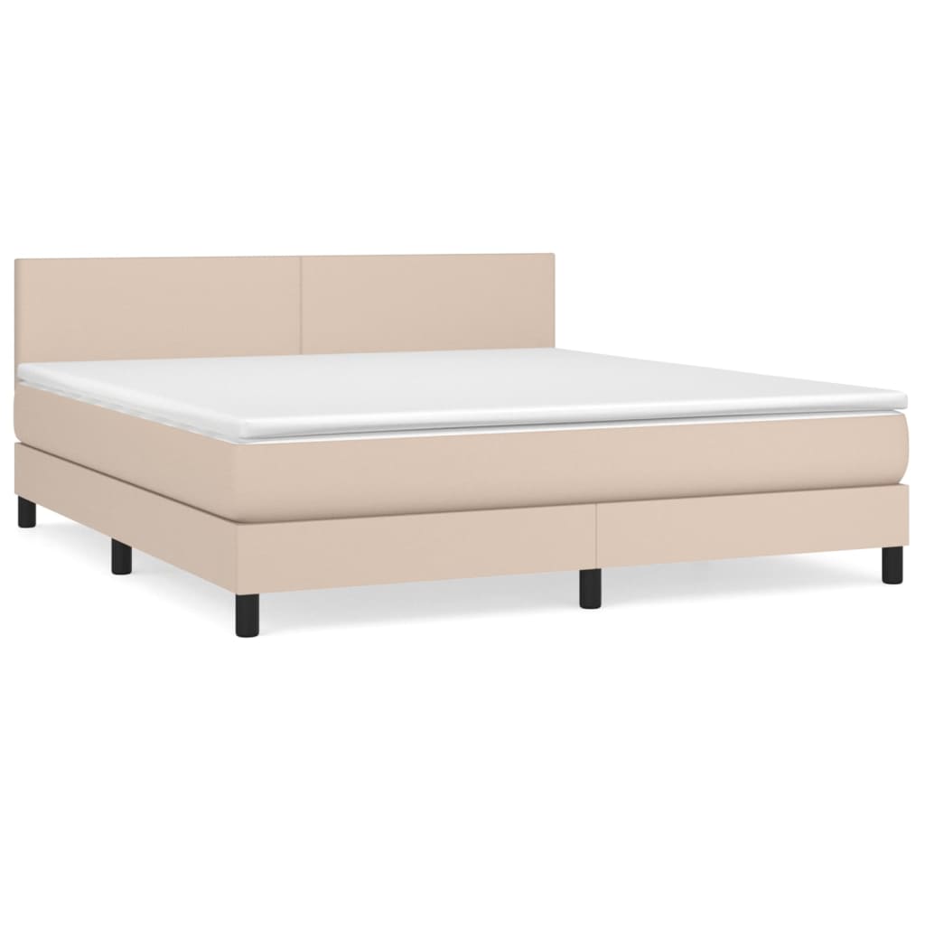 vidaXL Κρεβάτι Boxspring με Στρώμα Καπουτσίνο 160x200εκ.από Συνθ.Δέρμα