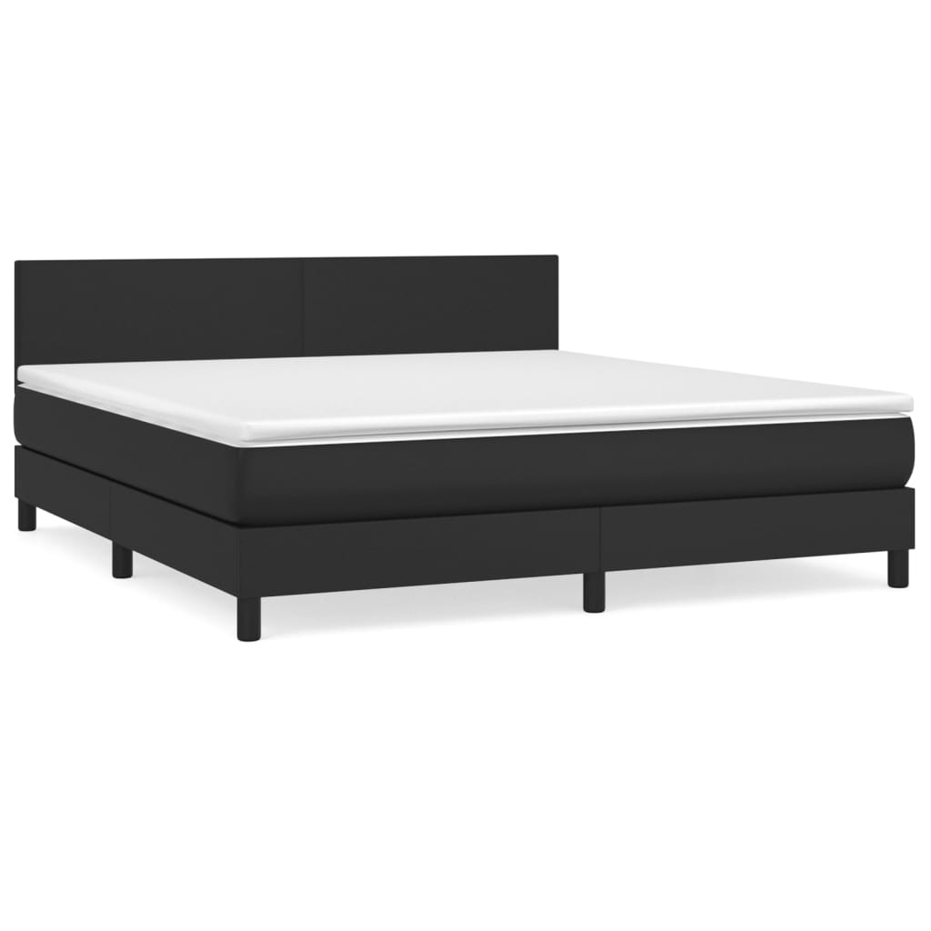 vidaXL Κρεβάτι Boxspring με Στρώμα Μαύρο 180x200εκ.από Συνθετικό Δέρμα