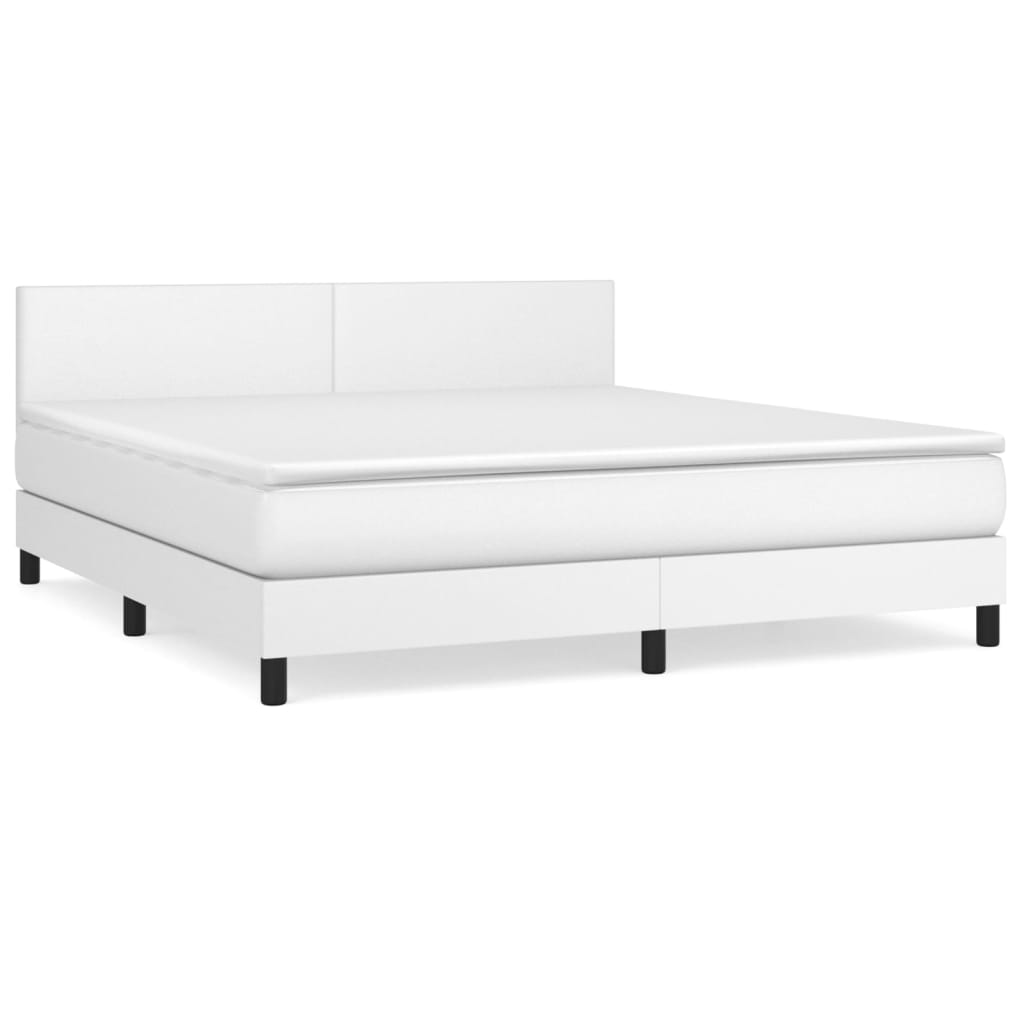 vidaXL Κρεβάτι Boxspring με Στρώμα Λευκό 180x200 εκ. Συνθετικό Δέρμα