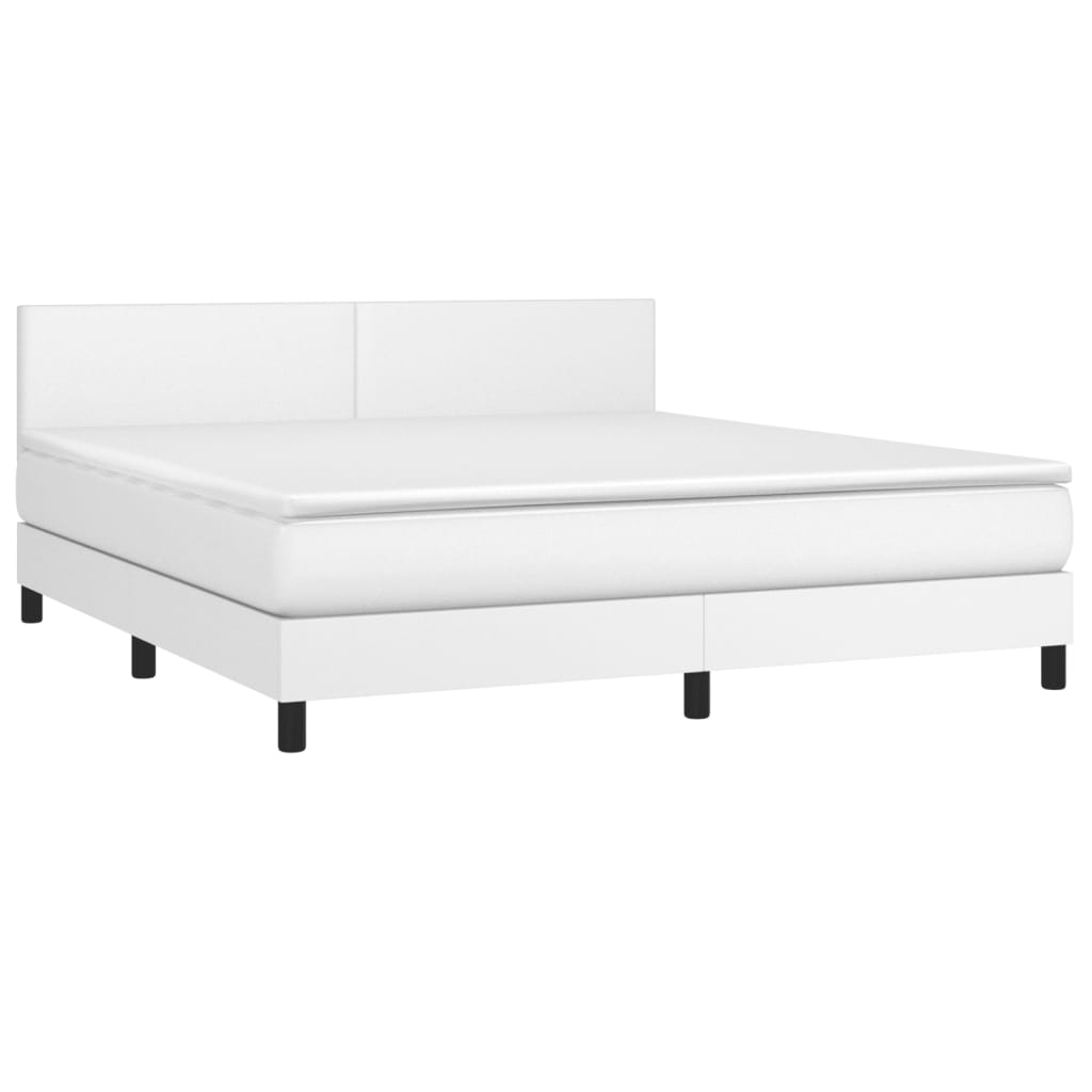 vidaXL Κρεβάτι Boxspring με Στρώμα Λευκό 180x200 εκ. Συνθετικό Δέρμα