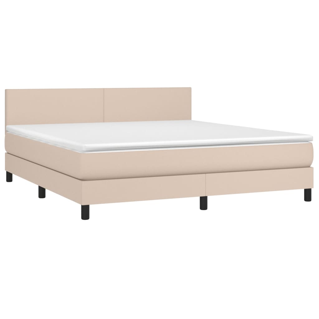 vidaXL Κρεβάτι Boxspring με Στρώμα Καπουτσίνο 180x200 εκ. Συνθ. Δέρμα