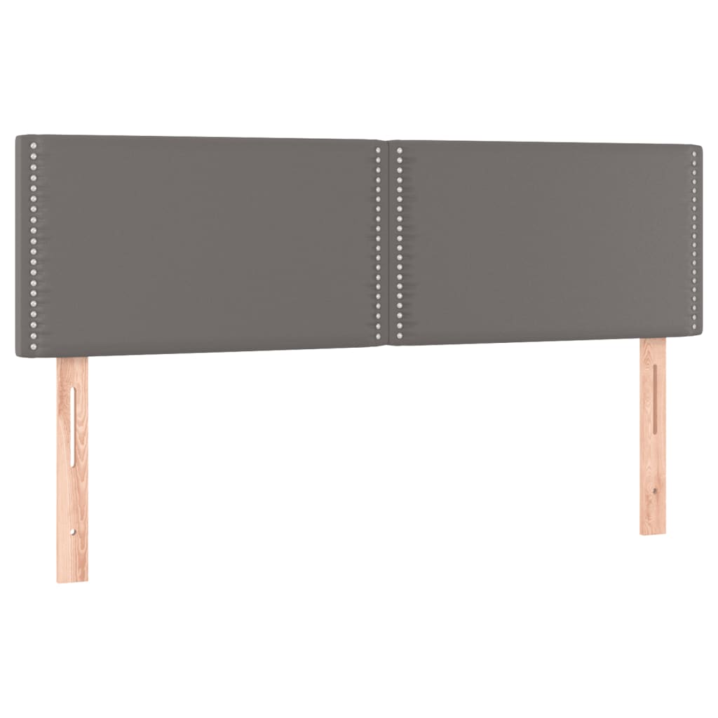 vidaXL Κρεβάτι Boxspring με Στρώμα Γκρι 140x200εκ. από Συνθετικό Δέρμα
