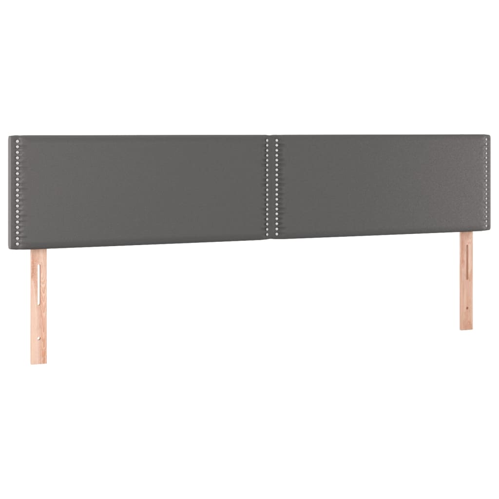 vidaXL Κρεβάτι Boxspring με Στρώμα Γκρι 200x200 εκ. Συνθετικό Δέρμα