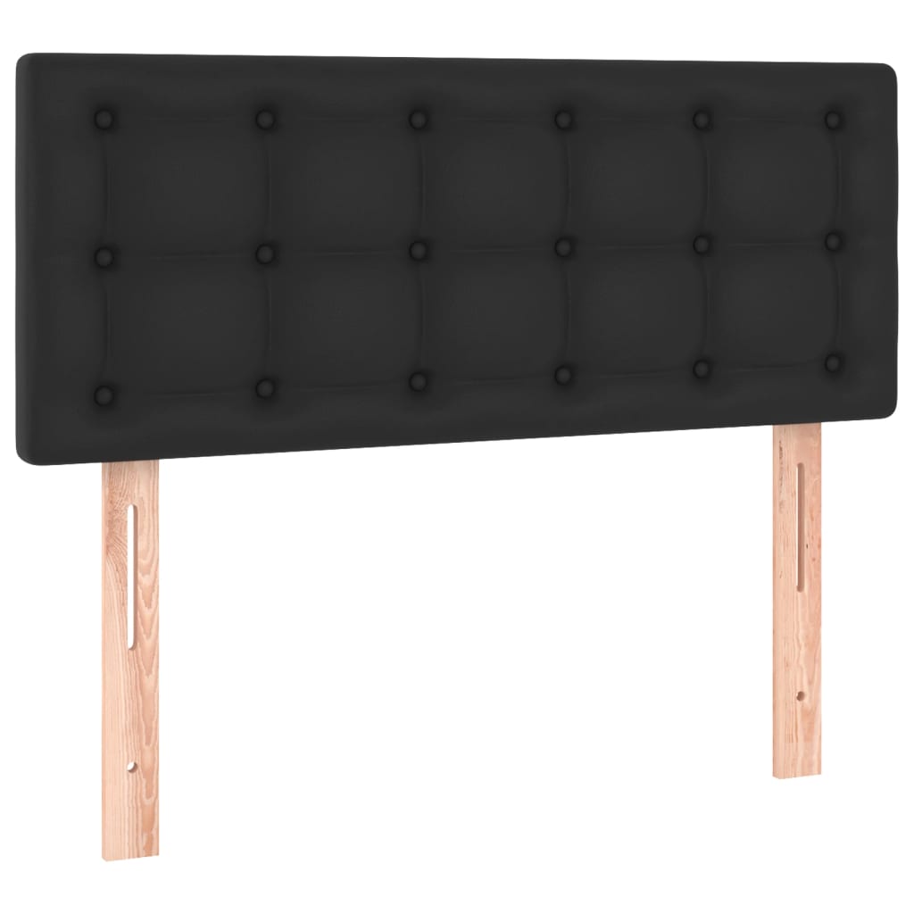 vidaXL Κρεβάτι Boxspring με Στρώμα Μαύρο 90x200εκ. από Συνθετικό Δέρμα