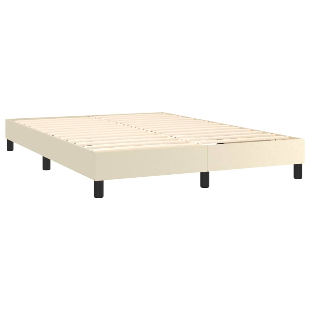 vidaXL Κρεβάτι Boxspring με Στρώμα Κρεμ 140x190εκ. από Συνθετικό Δέρμα