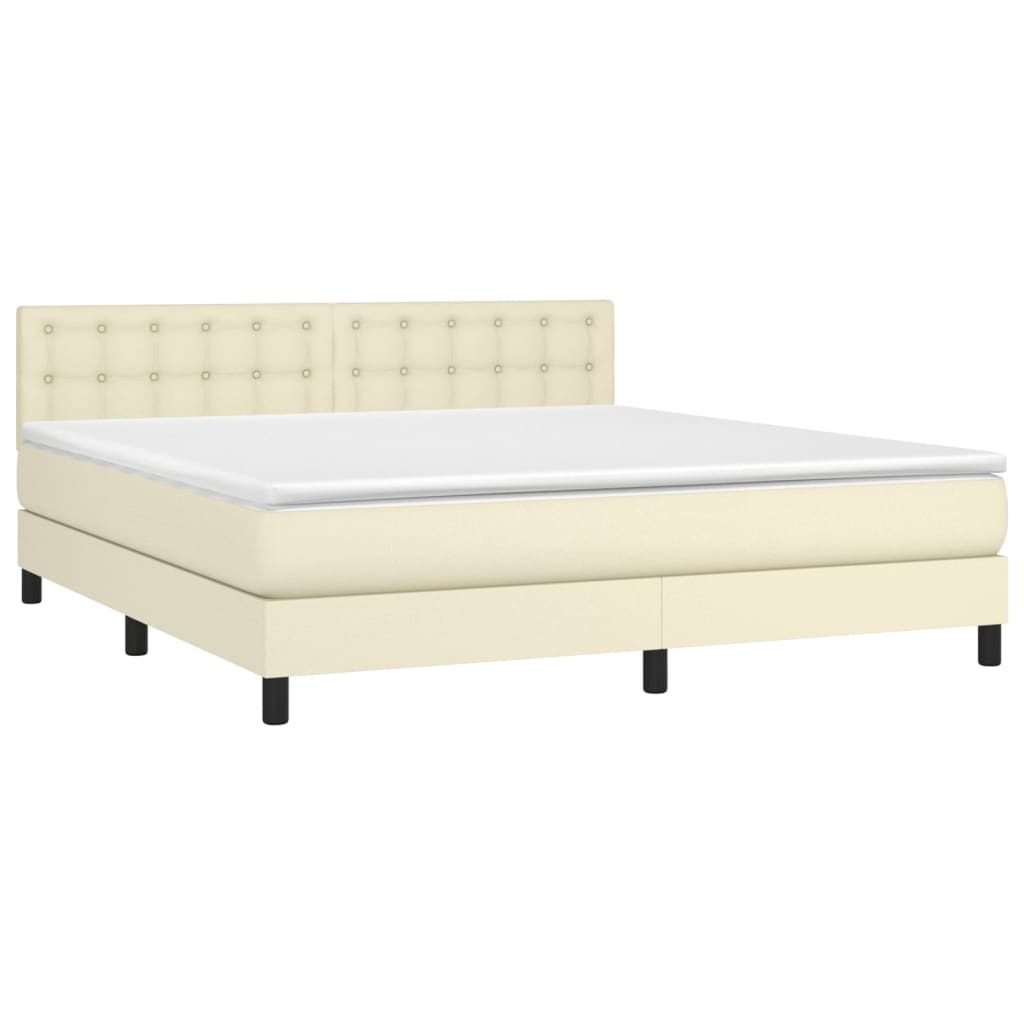vidaXL Κρεβάτι Boxspring με Στρώμα Κρεμ 160x200εκ. από Συνθετικό Δέρμα
