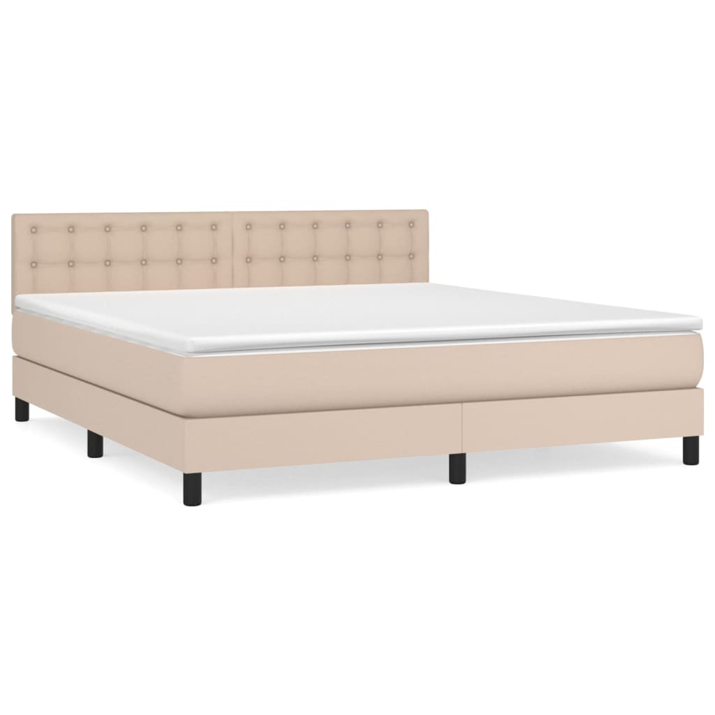 vidaXL Κρεβάτι Boxspring με Στρώμα Καπουτσίνο 160x200εκ.από Συνθ.Δέρμα