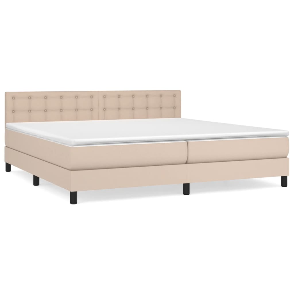 vidaXL Κρεβάτι Boxspring με Στρώμα Καπουτσίνο 200x200εκ.από Συνθ.Δέρμα