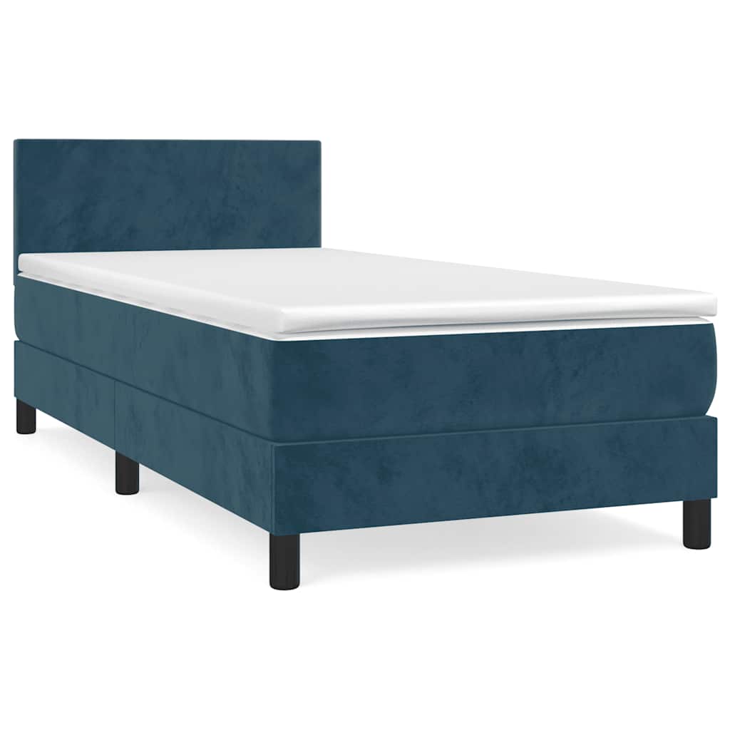 vidaXL Κρεβάτι Boxspring με Στρώμα Σκούρο Μπλε 80 x 200 εκ. Βελούδινο