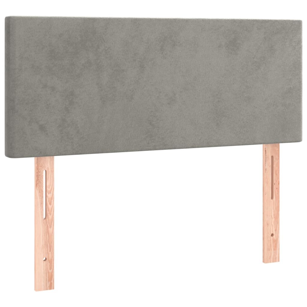 vidaXL Κρεβάτι Boxspring με Στρώμα Ανοιχτό Γκρι 90x190 εκ. Βελούδινο