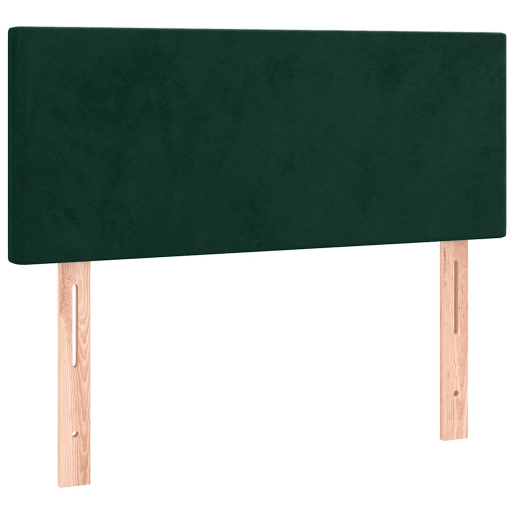 vidaXL Κρεβάτι Boxspring με Στρώμα Σκούρο Πράσινο 90x200 εκ. Βελούδινο