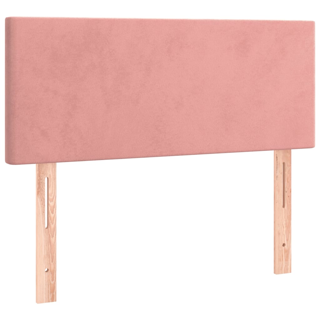vidaXL Κρεβάτι Boxspring με Στρώμα Ροζ 90x200 εκ. Βελούδινο