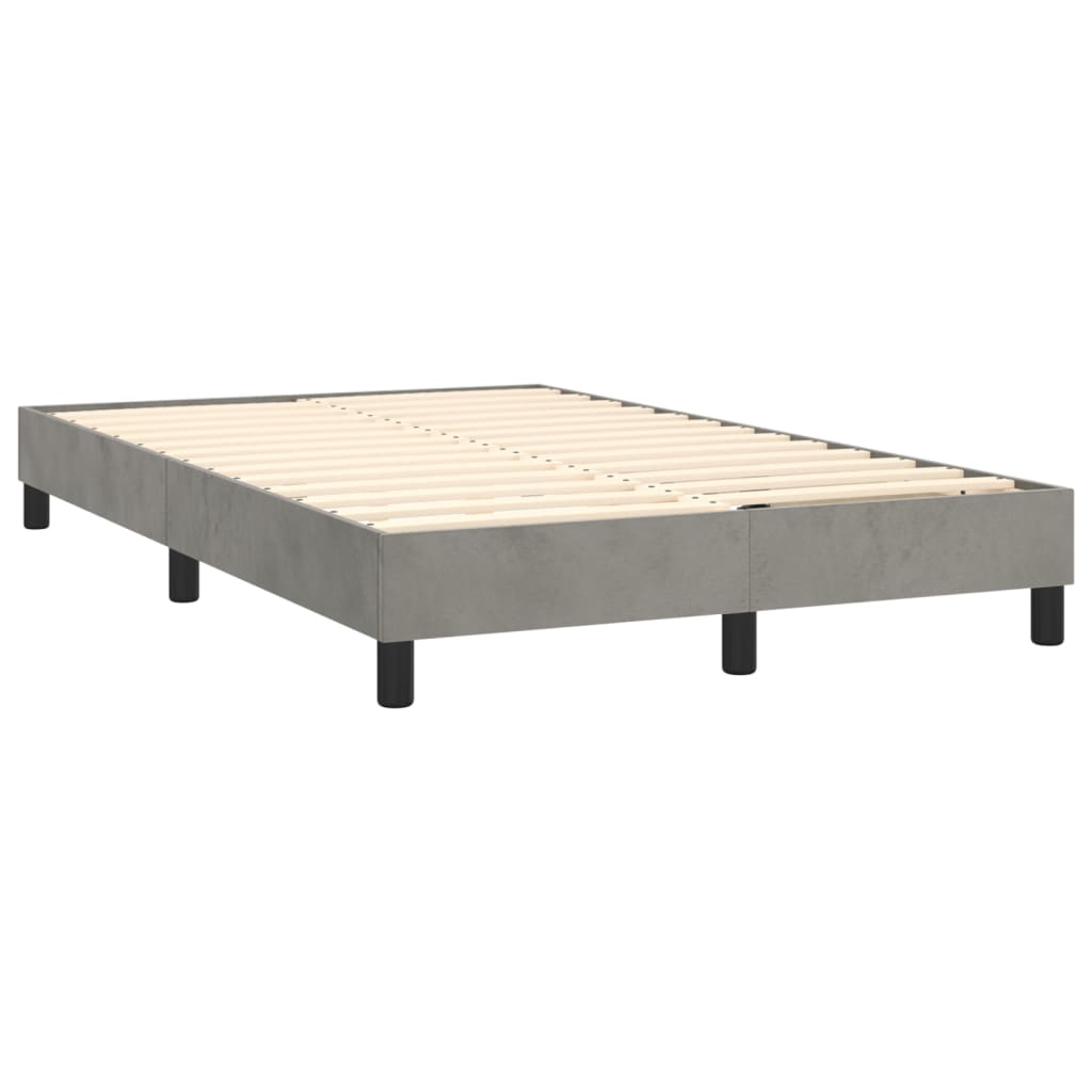 vidaXL Κρεβάτι Boxspring με Στρώμα Ανοιχτό Γκρι 120x200 εκ. Βελούδινο