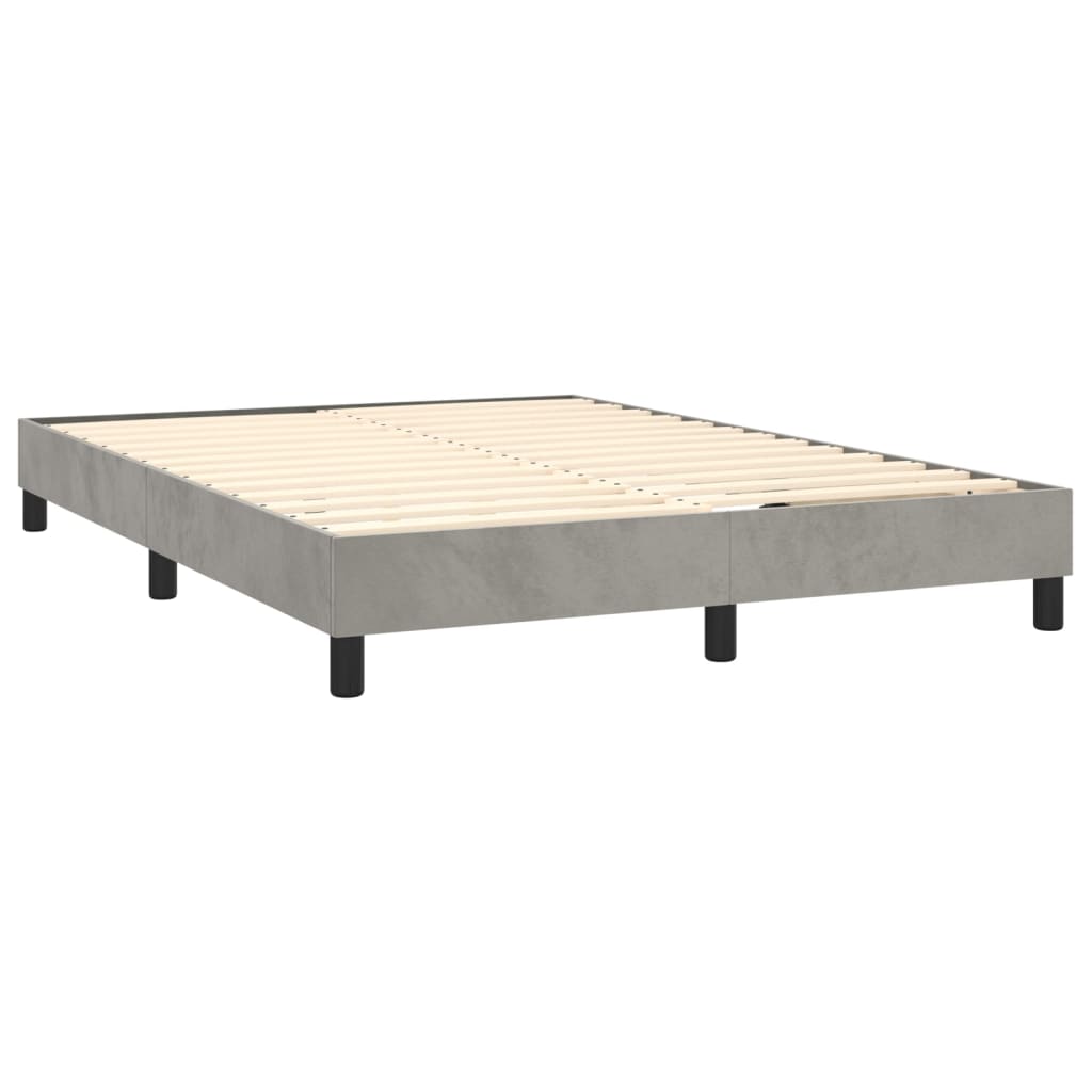 vidaXL Κρεβάτι Boxspring με Στρώμα Ανοιχτό Γκρι 140x190 εκ. Βελούδινο