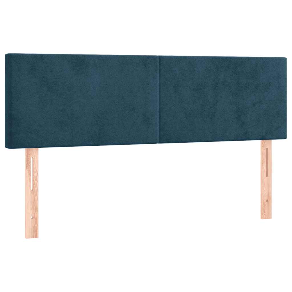 vidaXL Κρεβάτι Boxspring με Στρώμα Σκούρο Μπλε 140x200 εκ. Βελούδινο